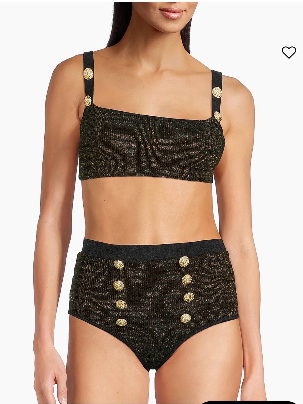PatBo Black & Gold Two-Piece Knit Bikini Set
